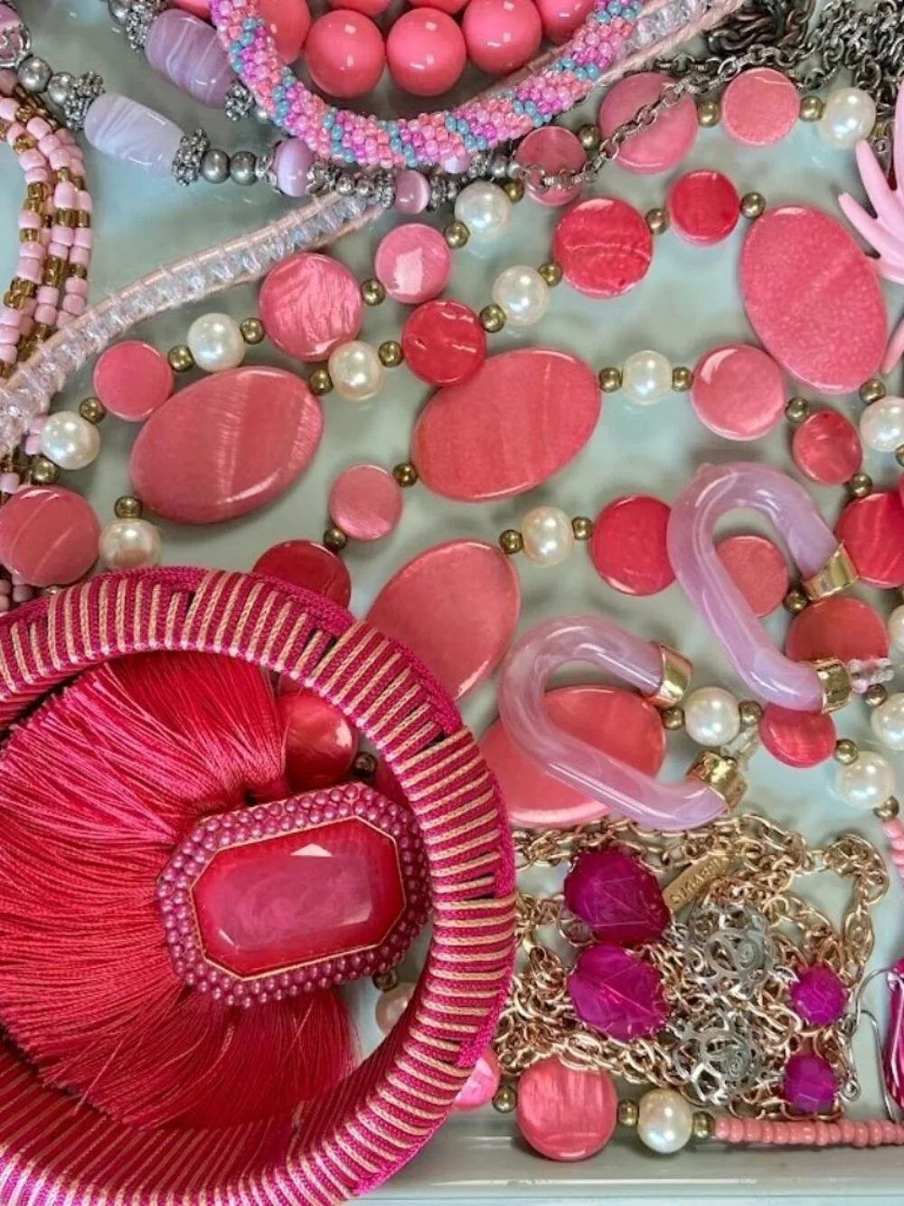 Jewelry Lot PINK Vintage to Now Wearable Costume Craft Gold & Silver Tone 24 Pc.